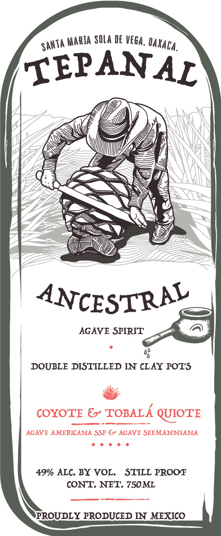 TABC label artwork for Tepanal Ancestral Coyote & Tobala Quiote