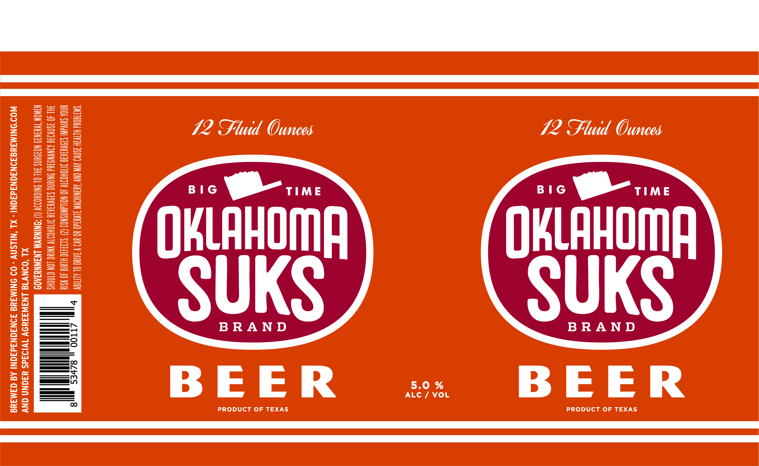 TABC label artwork for Oklahoma Suks Brand