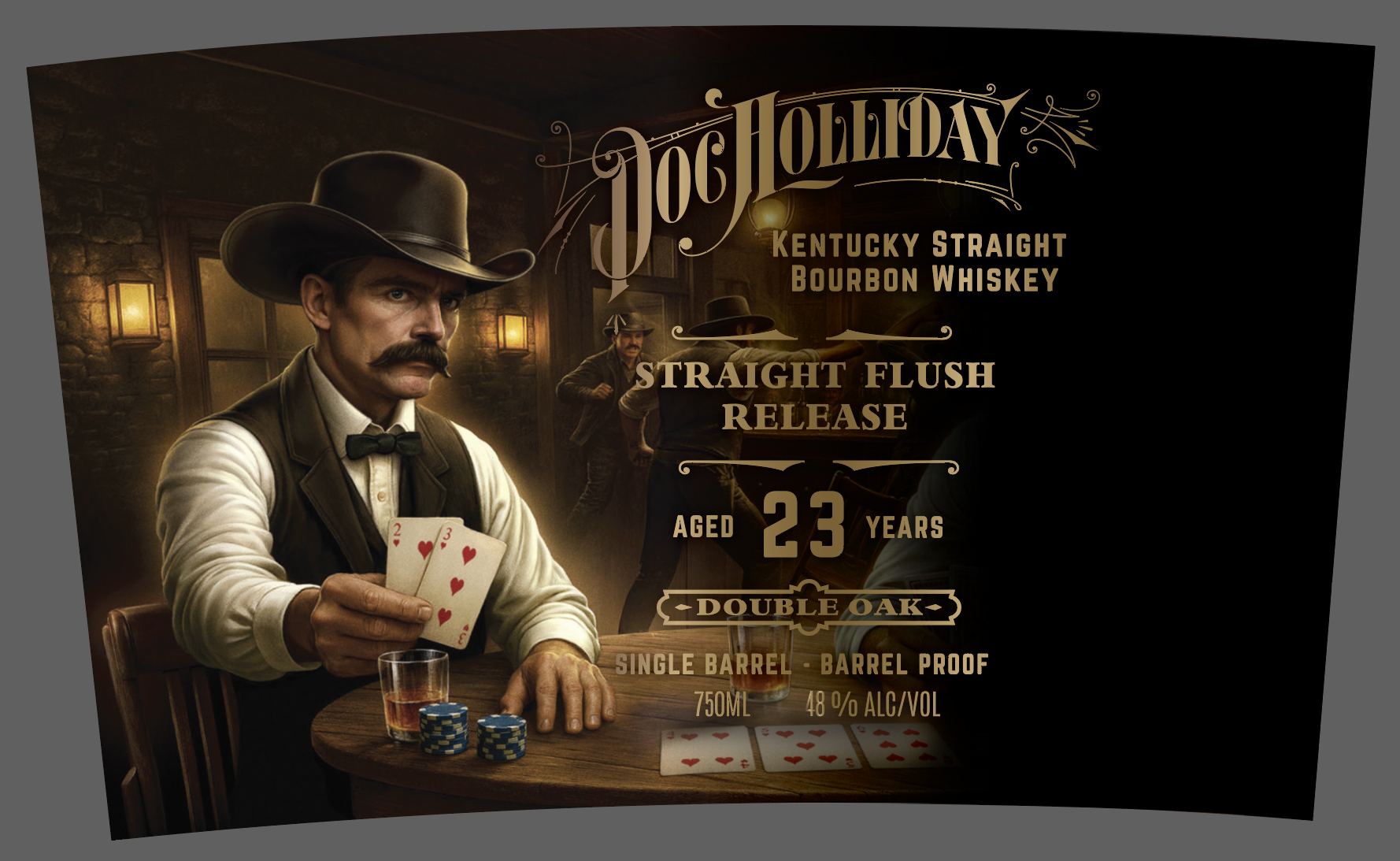 TABC label artwork for DOC HOLLIDAY 23 YO