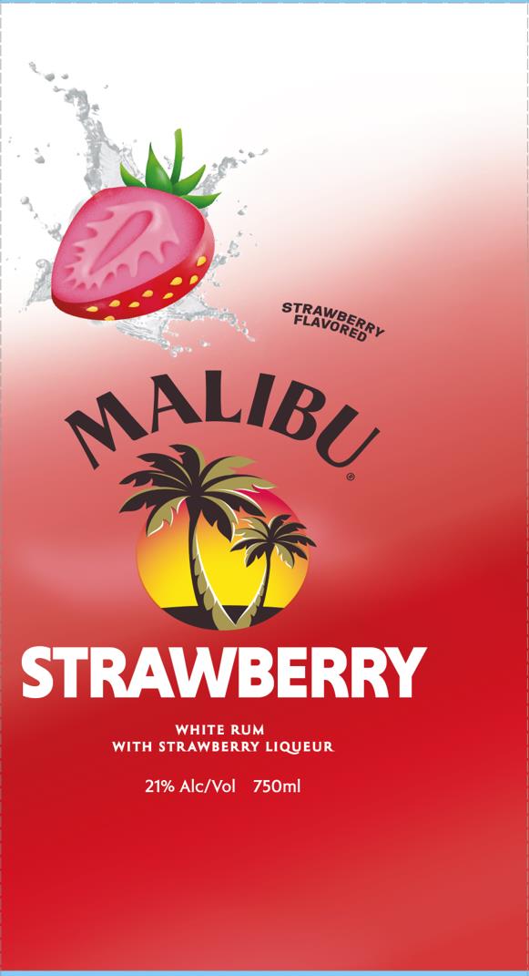 TABC label artwork for Malibu Strawberry White Rum