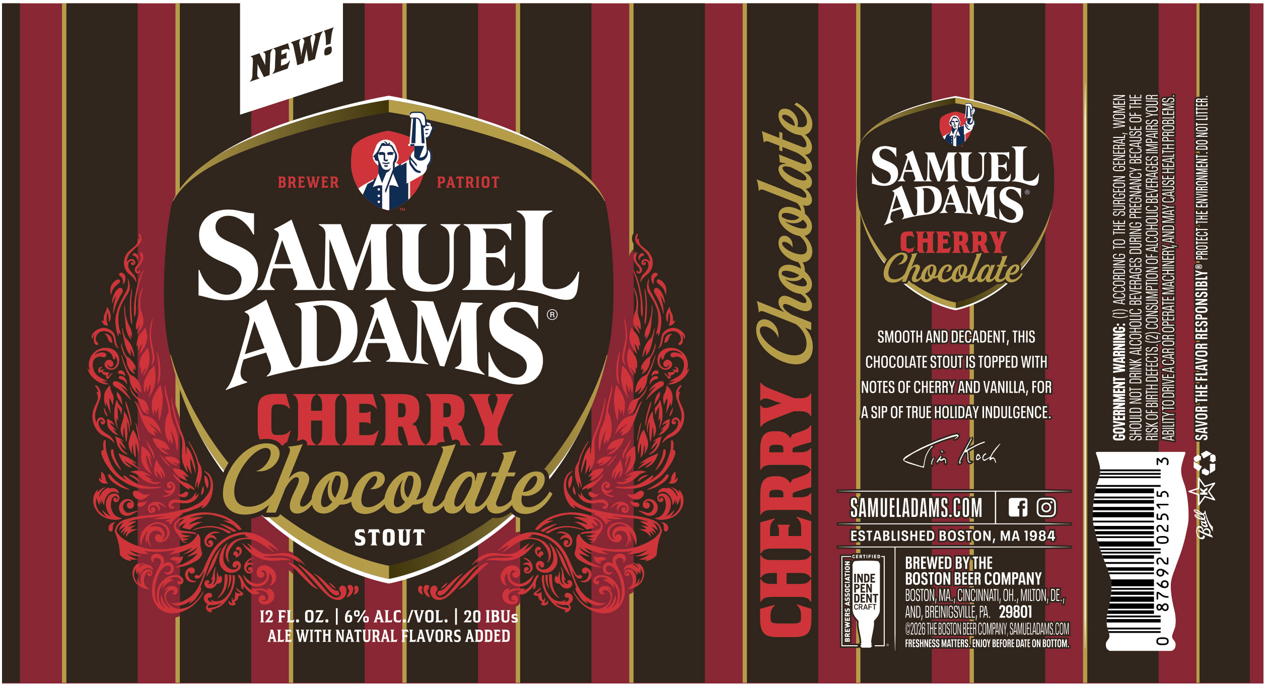 TABC label artwork for Samuel Adams Cherry Chocolate Stout