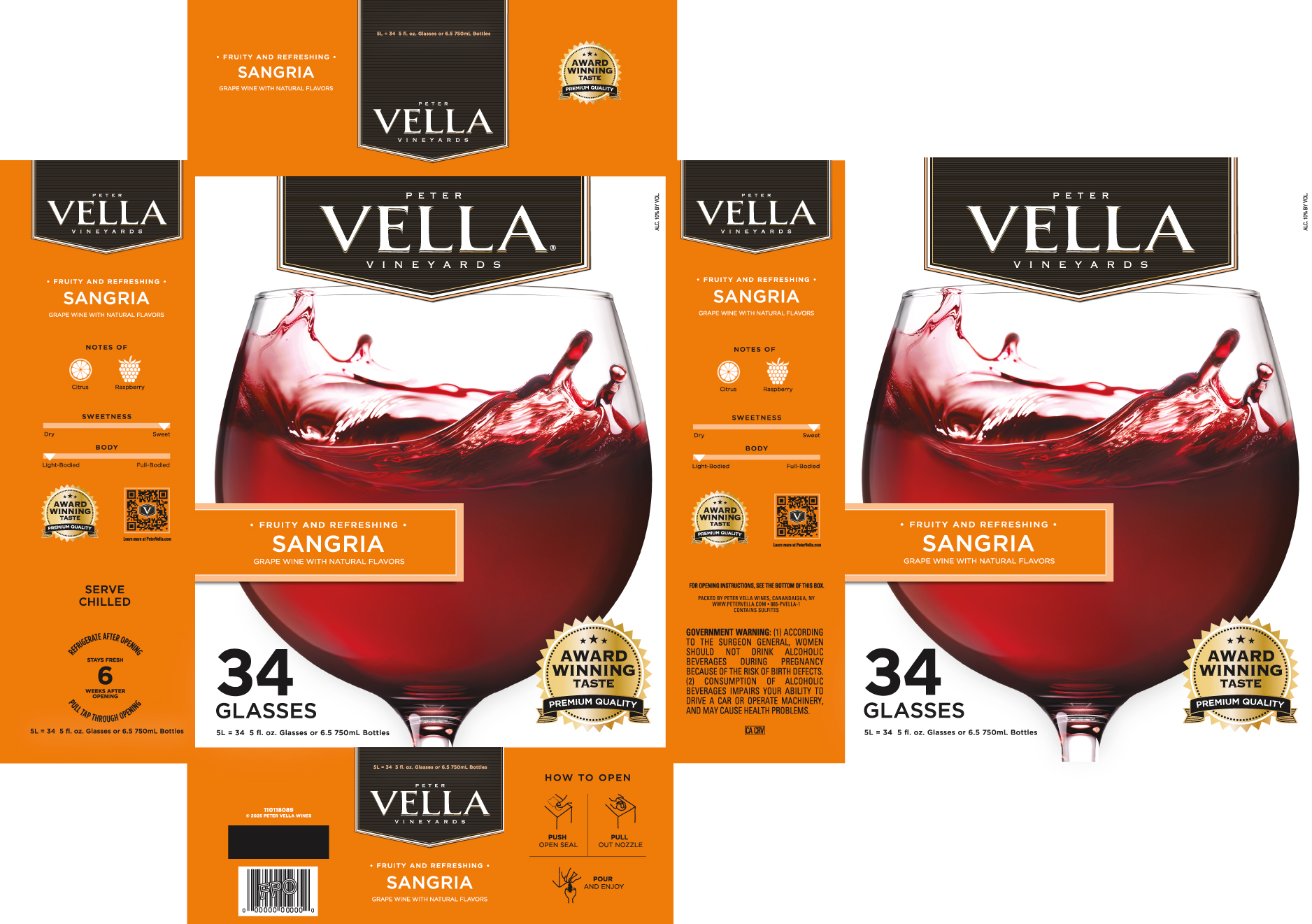 TABC label artwork for Peter Vella Vineyards Sangria