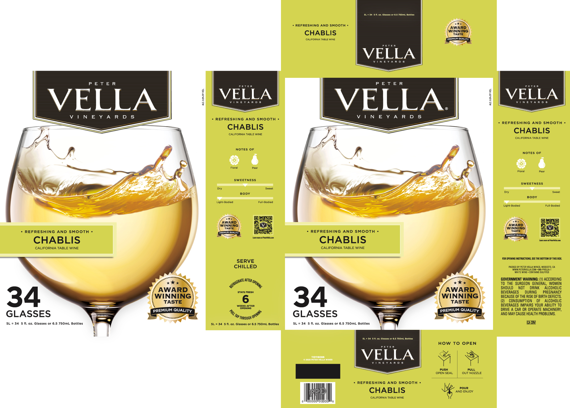 TABC label artwork for Peter Vella Vineyards Chablis California