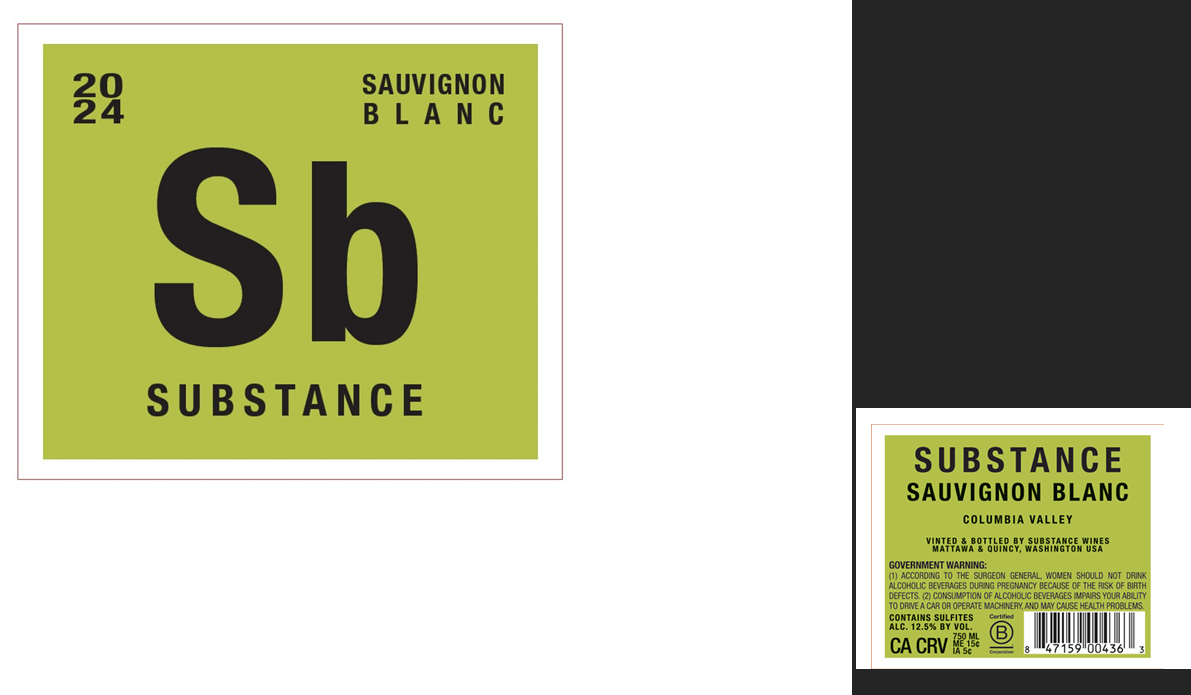 TABC label artwork for SUBSTANCE SAUVIGNON BLANC COLUMBIA VALLEY