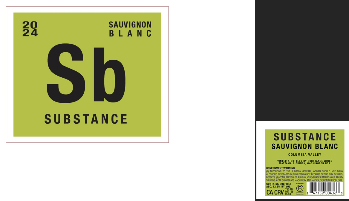 TABC label artwork for SUBSTANCE SAUVIGNON BLANC COLUMBIA VALLEY