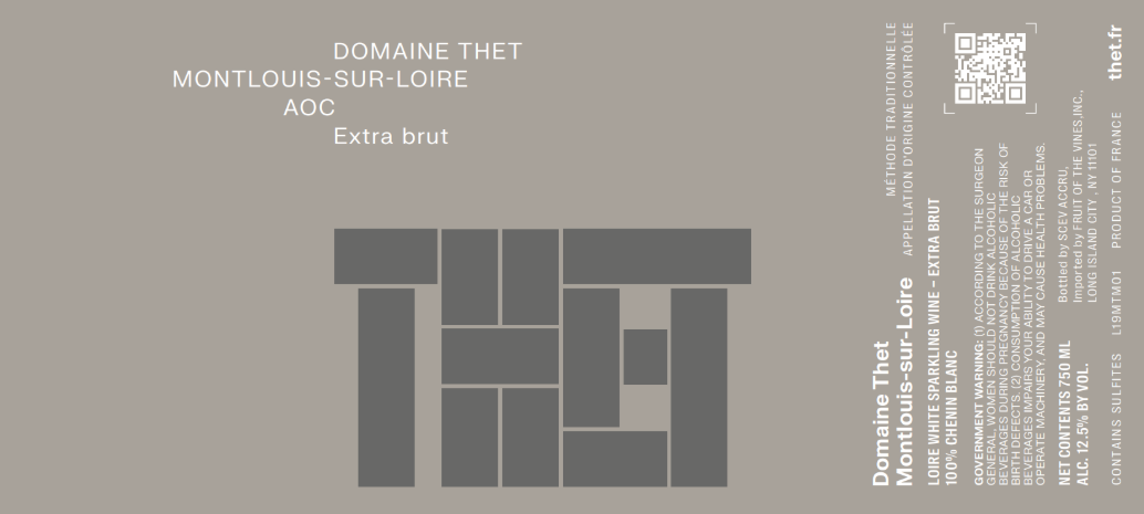 TABC label artwork for Domaine Thet Extra Brut Montlouis Sur Loire Sparkling