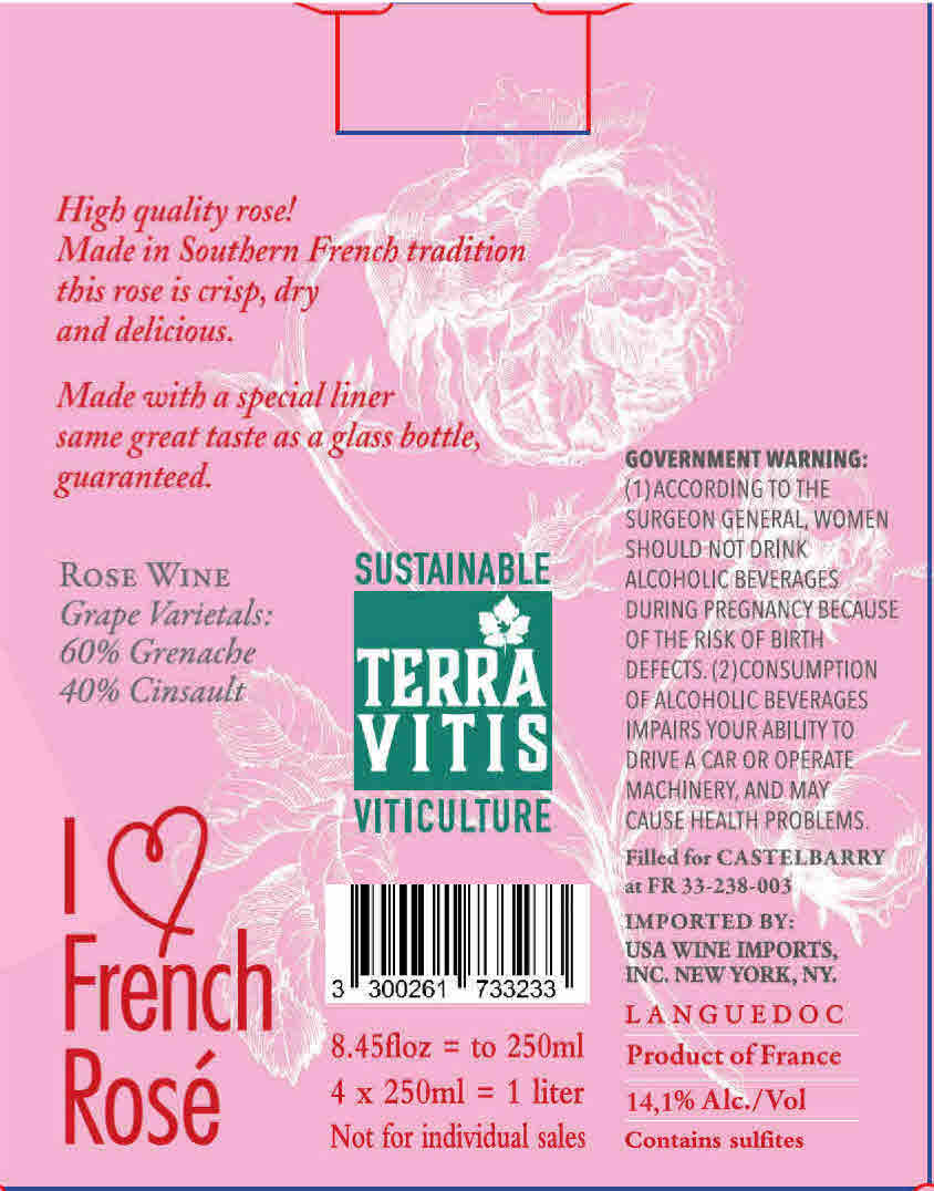 TABC label artwork for Castelbarry I Love French Rose Languedoc Rose Wine