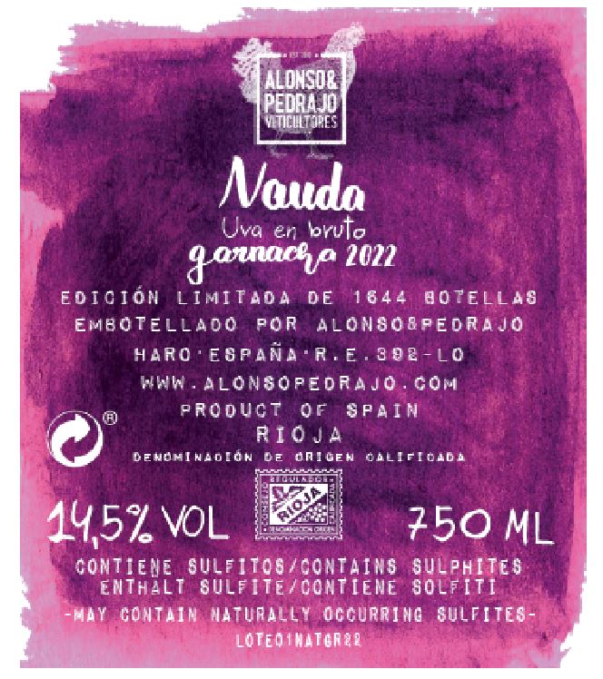 TABC label artwork for Alonso & Pedrajo Nauda Uva en Bruto Garnacha