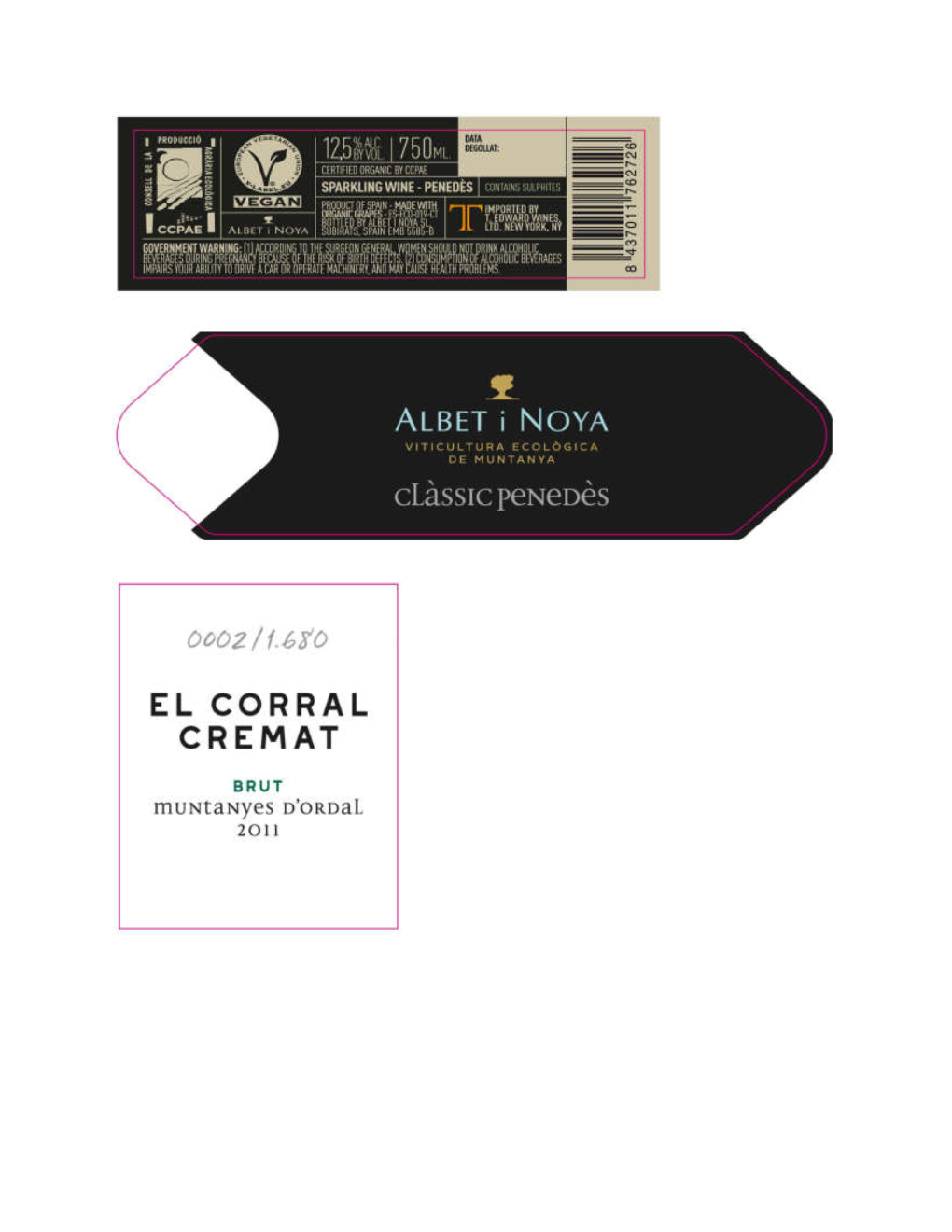 TABC label artwork for ALBET I NOYA EL CORRAL CREMAT