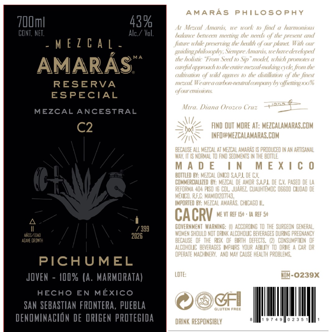 TABC label artwork for Amaras Reserva Especial Pichumel
