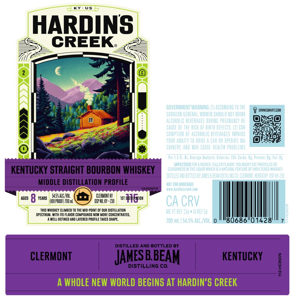 TABC label artwork for Hardin's Creek Mid Distillation LTO
