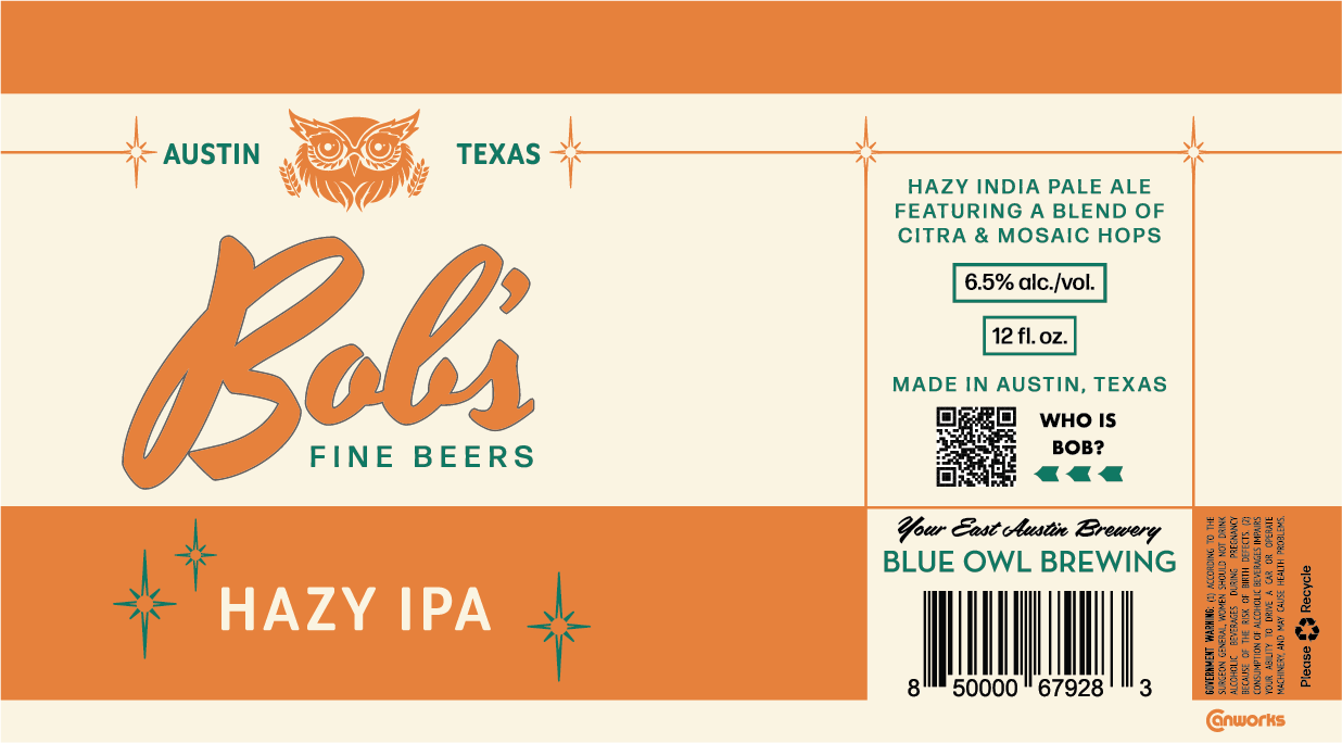 TABC label artwork for BOB'S HAZY IPA
