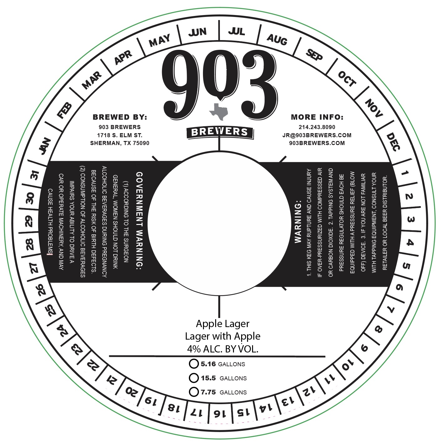TABC label artwork for 903 Apple Lager keg