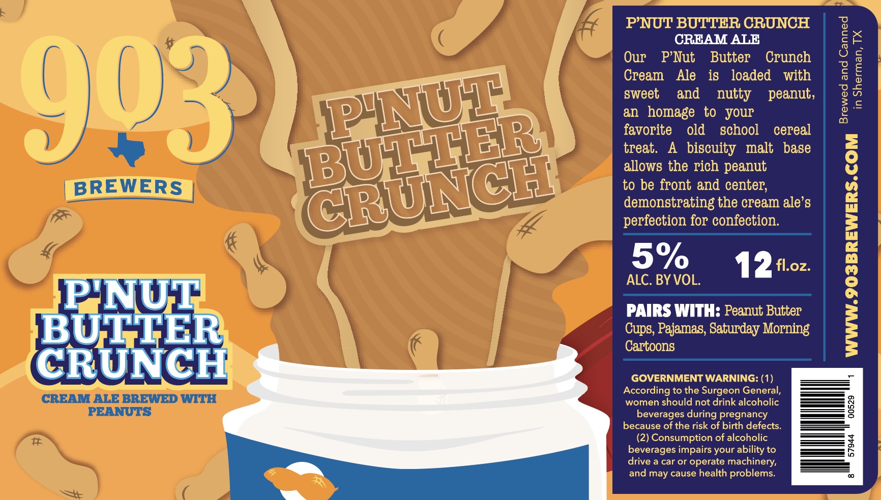 TABC label artwork for P'Nut Butter Crunch Cream Ale