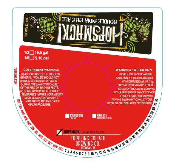 TABC label artwork for TOPPLING GOLIATH BREWING CO. HOPSMACK!