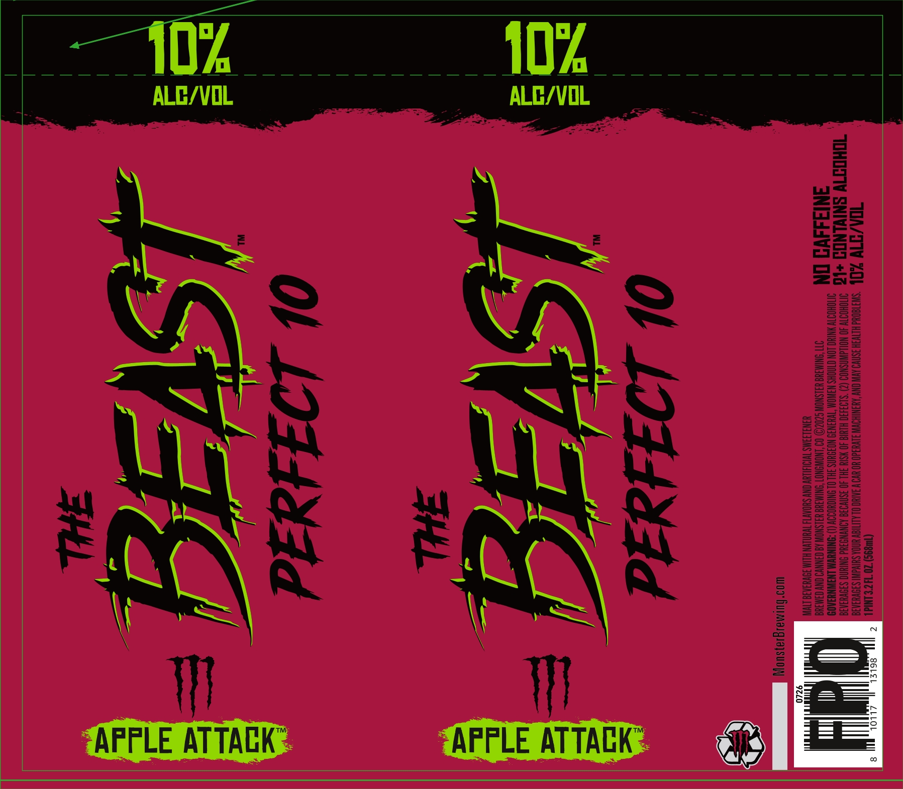 TABC label artwork for The Beast Perfect 10 Apple Attack