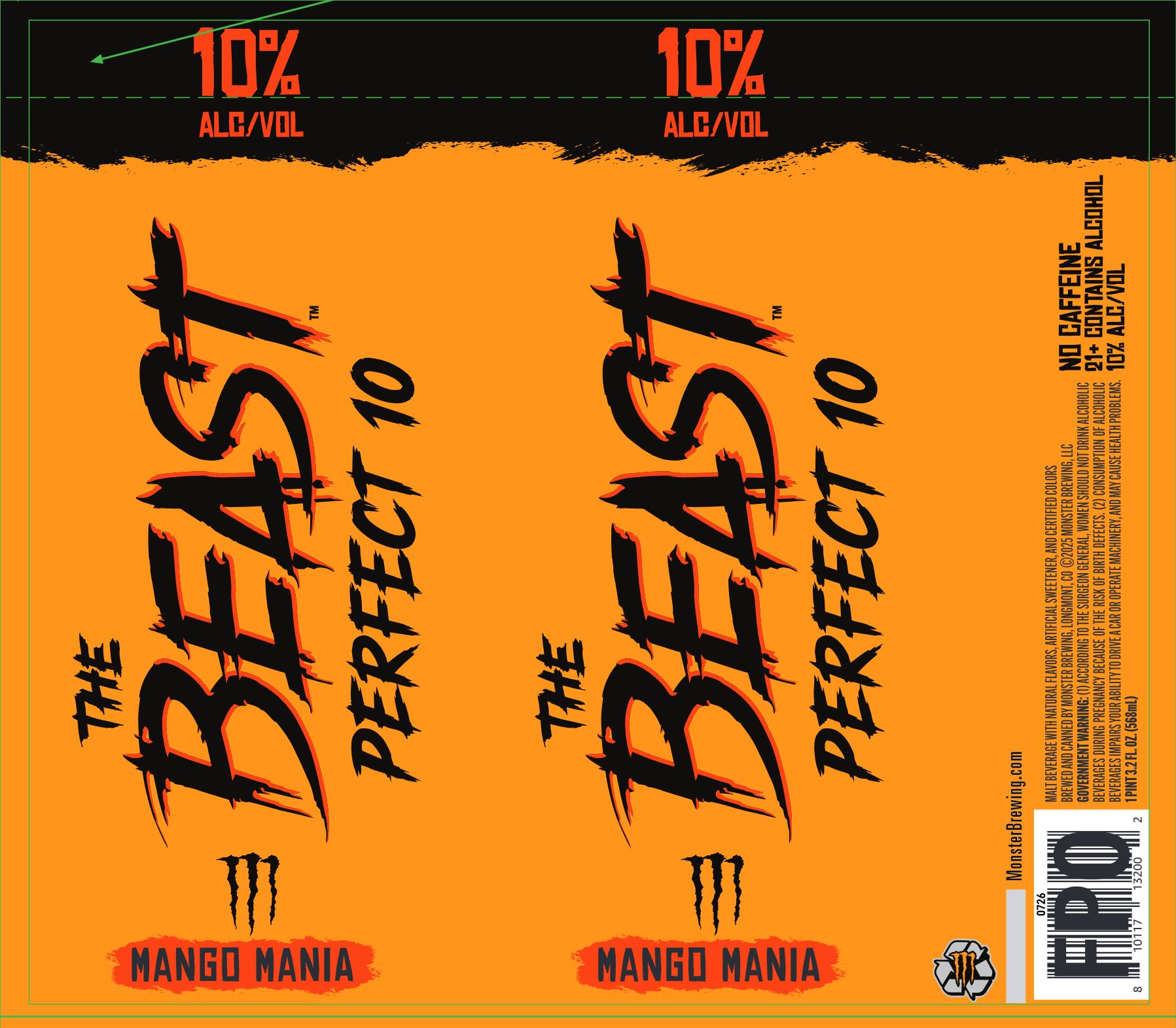TABC label artwork for The Beast Perfect 10 Mango Mania