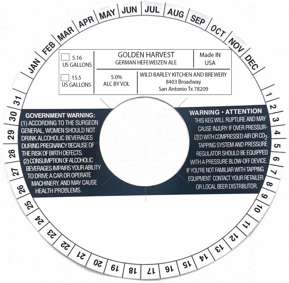 TABC label artwork for Golden Harvest
