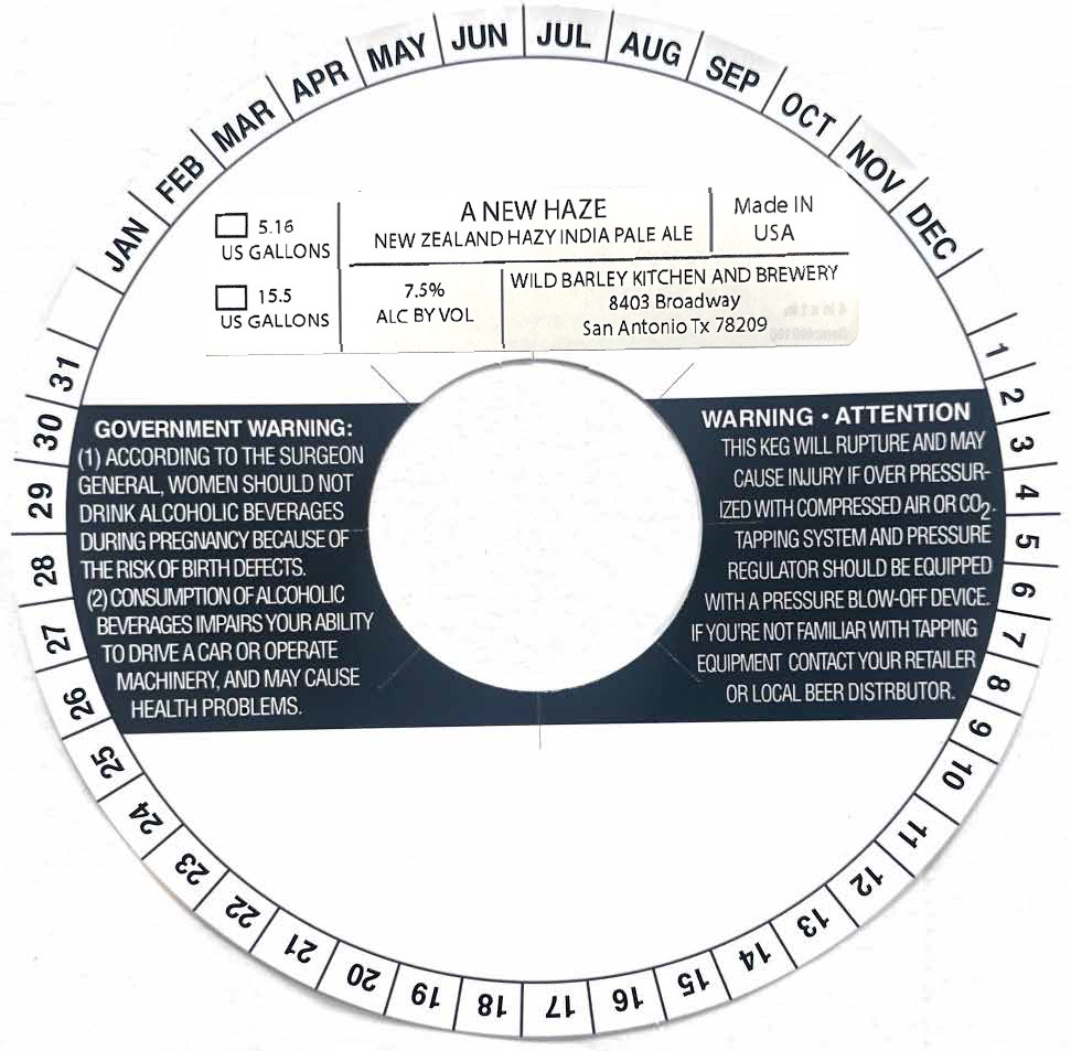 TABC label artwork for A New Haze