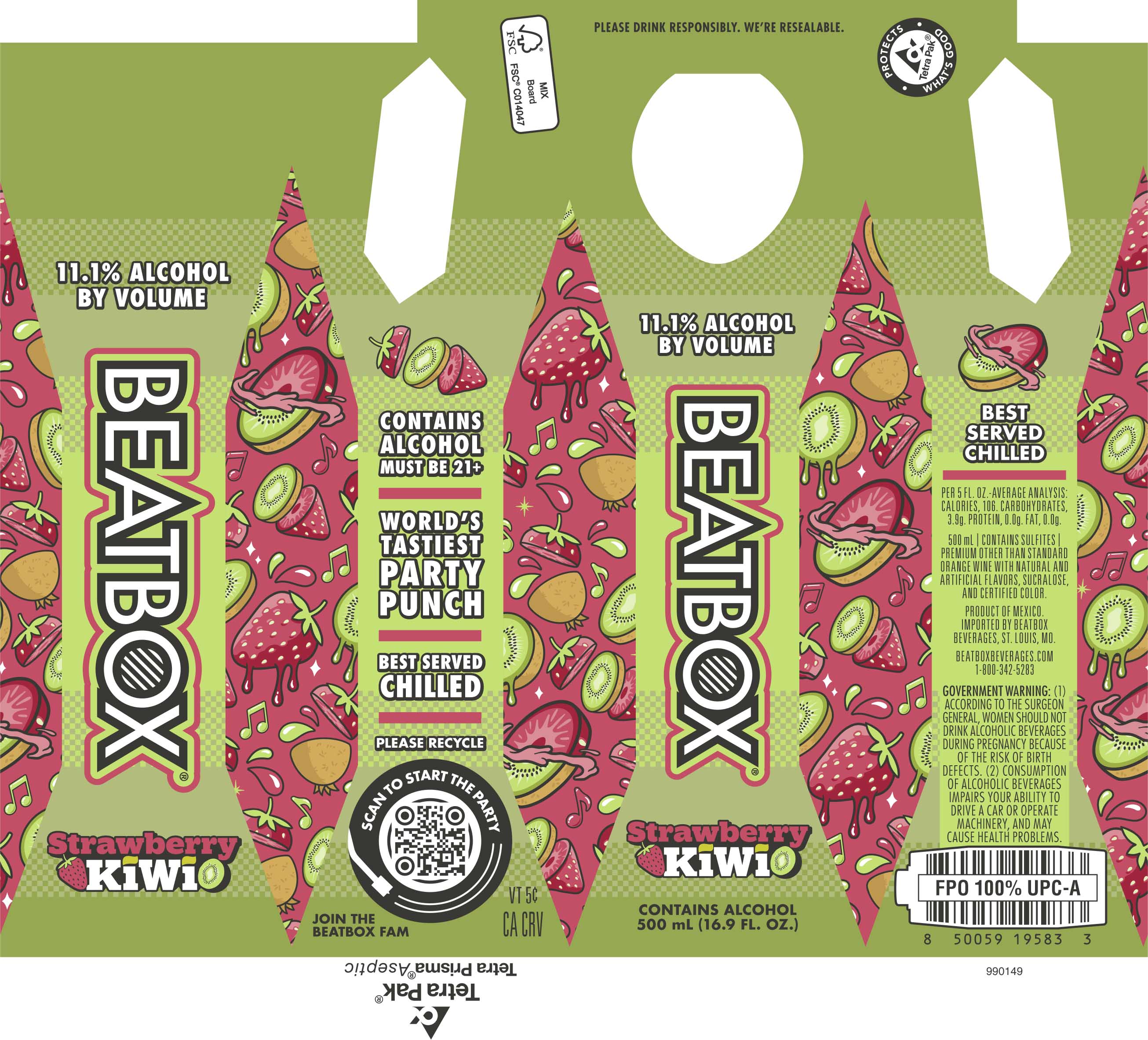 TABC label artwork for BEATBOX STRAWBERRY KIWI