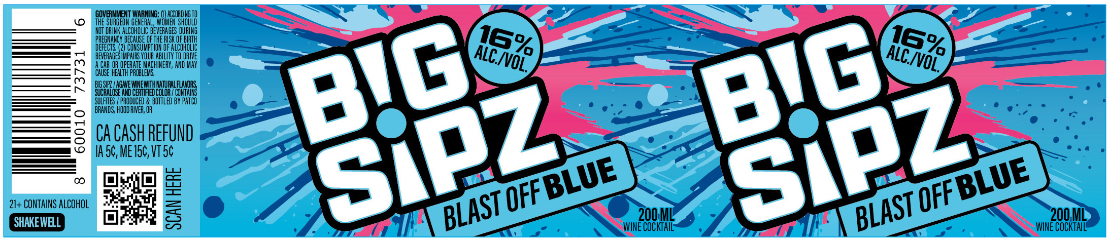 TABC label artwork for Big Sipz Blast Off Blue