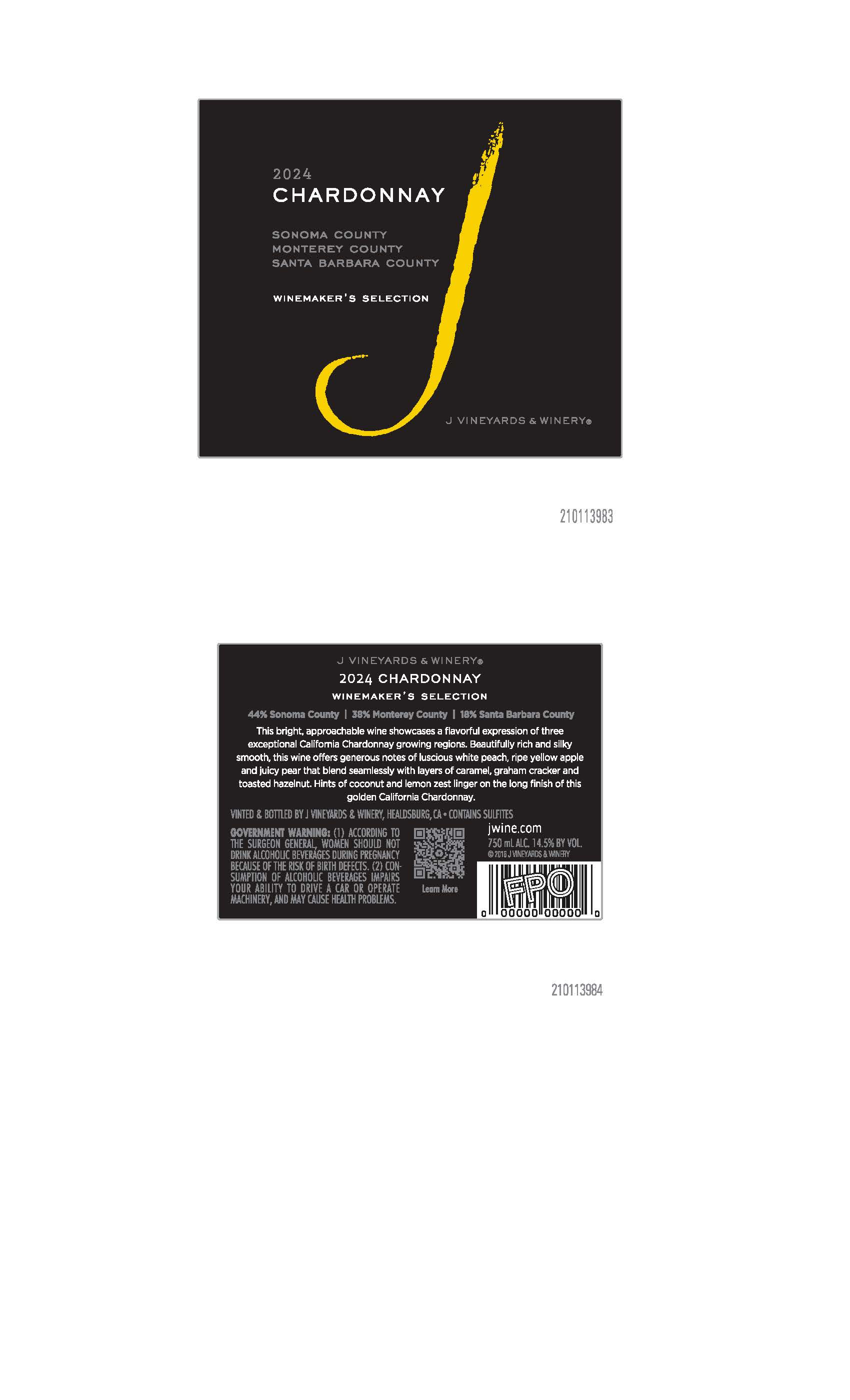 TABC label artwork for J VINEYARDS & WINERY WINEMAKER'S SELECTION CHARDONNAY