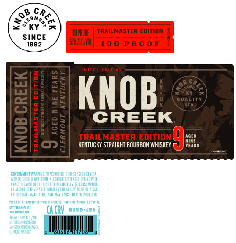 TABC label artwork for Knob Creek Trailmaster Edition