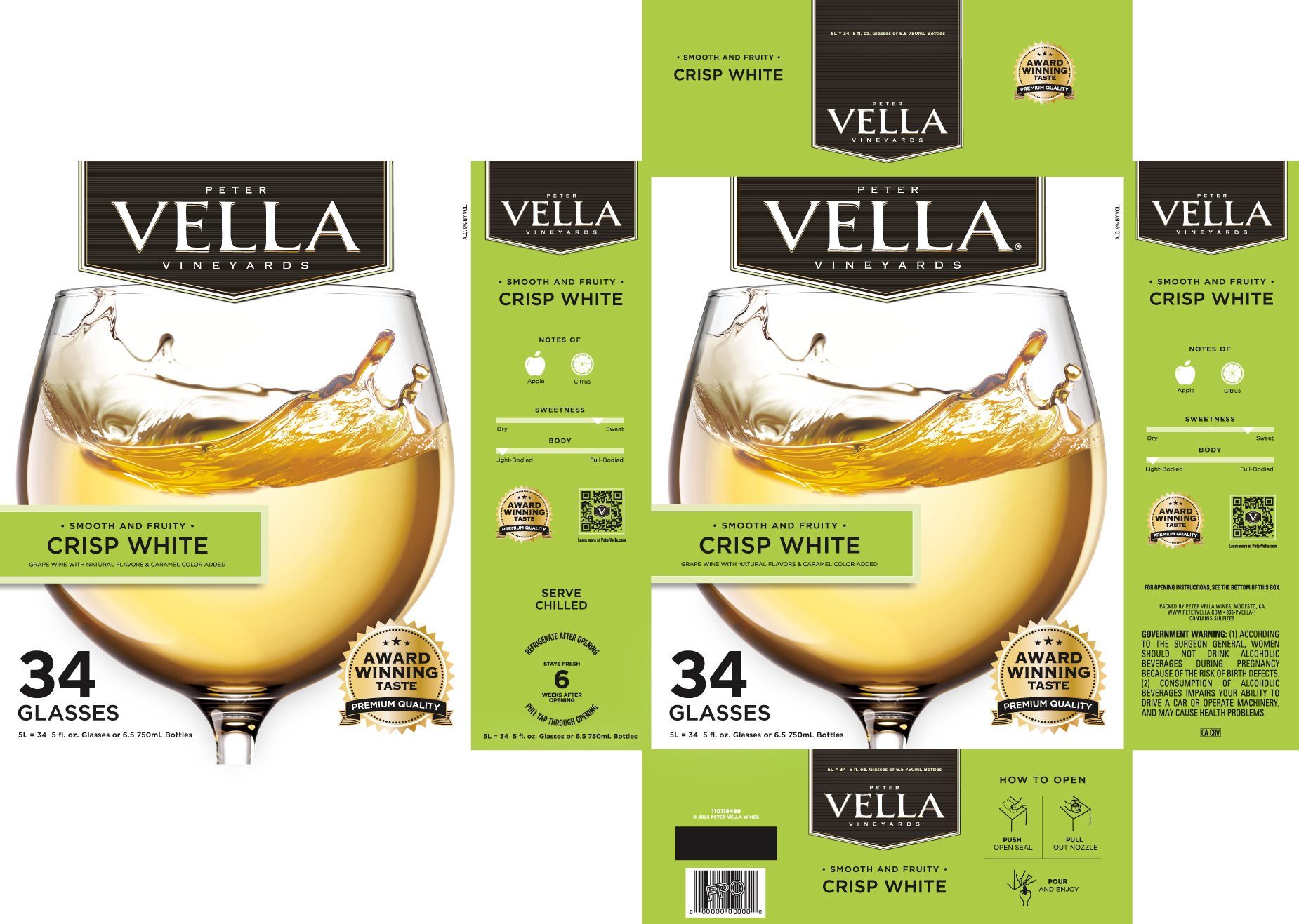 TABC label artwork for Peter Vella Crisp White