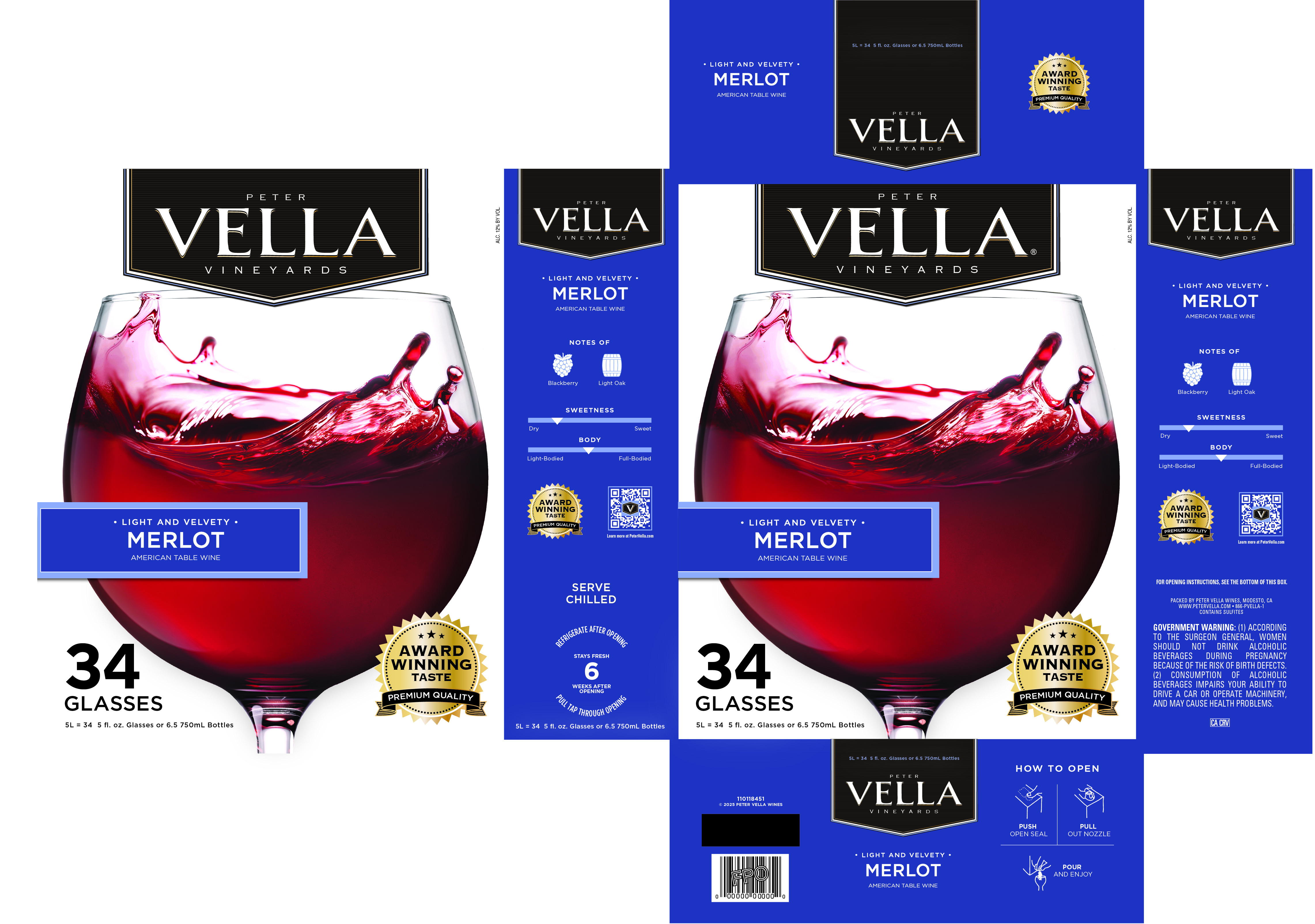 TABC label artwork for Peter Vella Merlot American