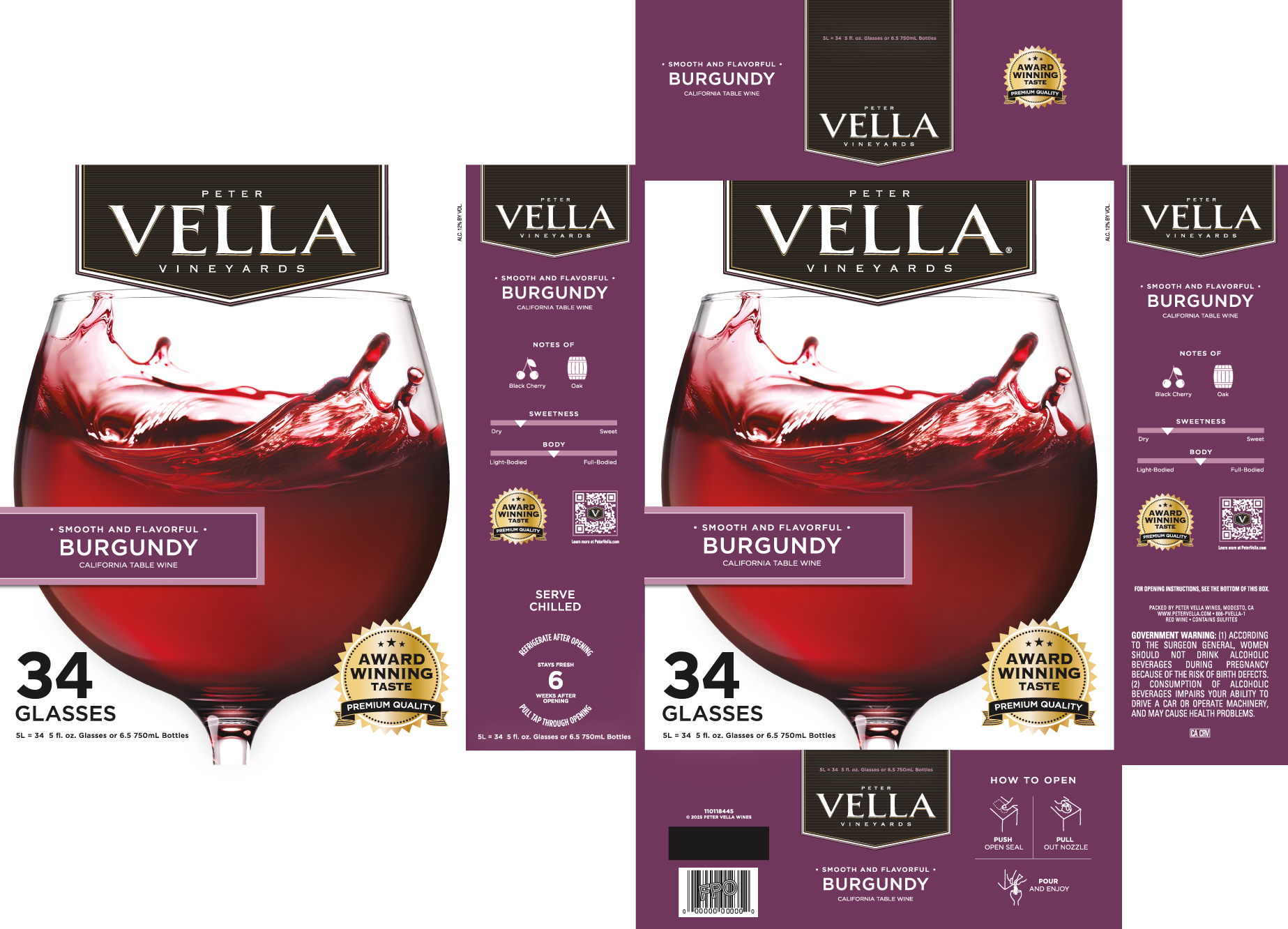 TABC label artwork for Peter Vella Burgundy