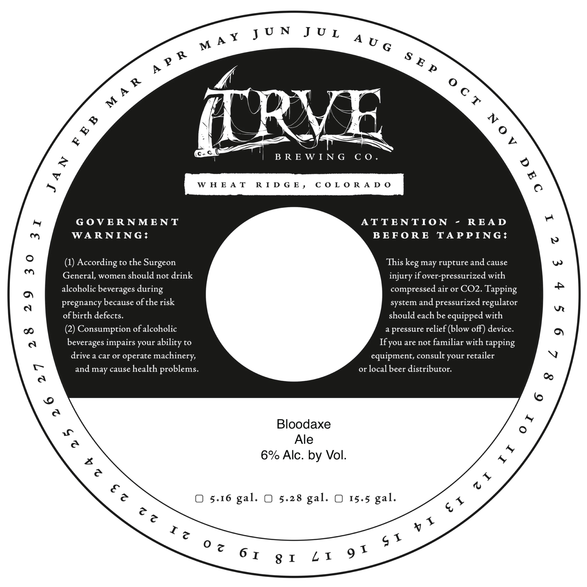 TABC label artwork for Trve Brewing Co. Bloodaxe Ale - Keg Collar