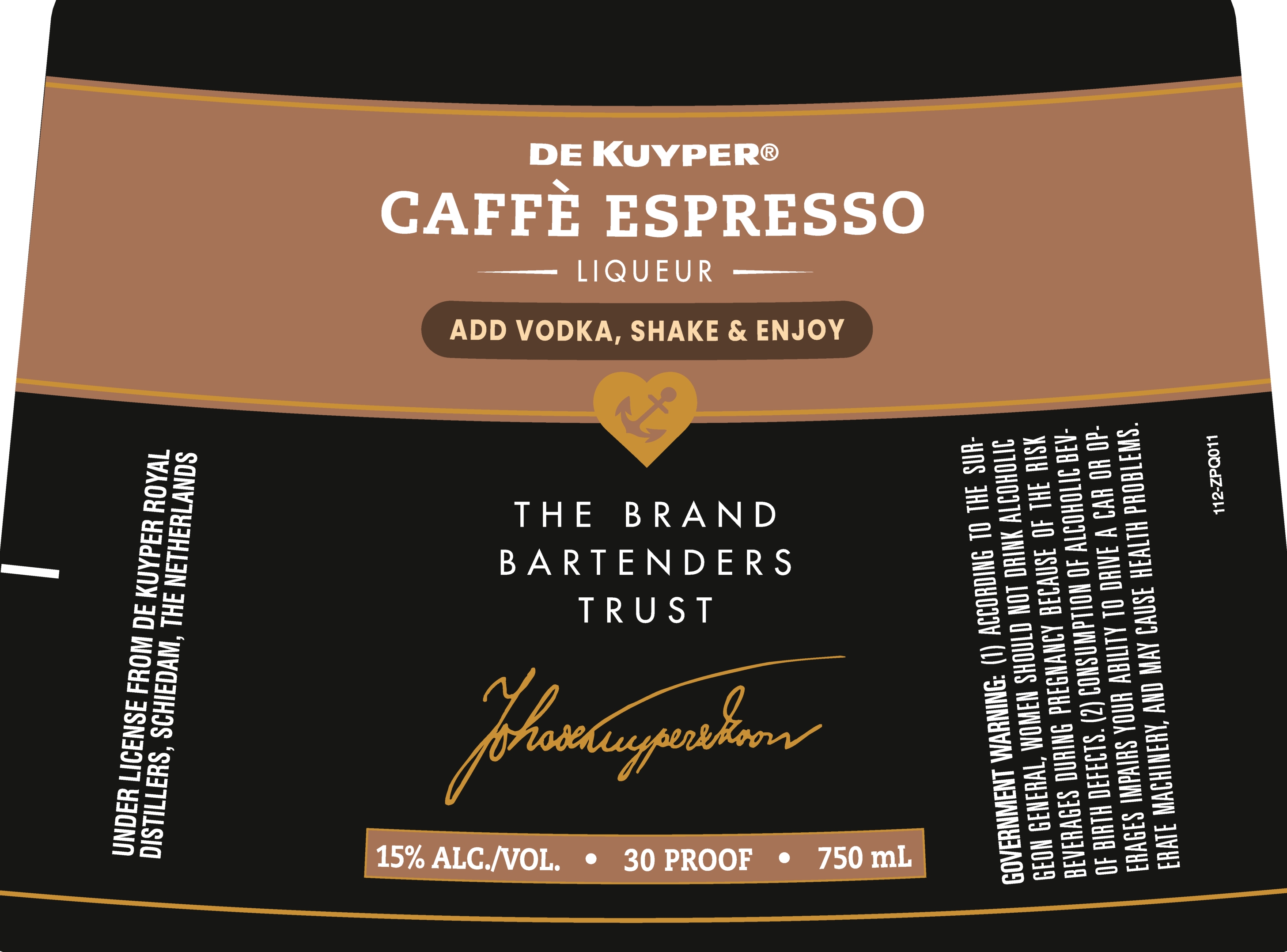 TABC label artwork for Dekuyper Caffe Espresso