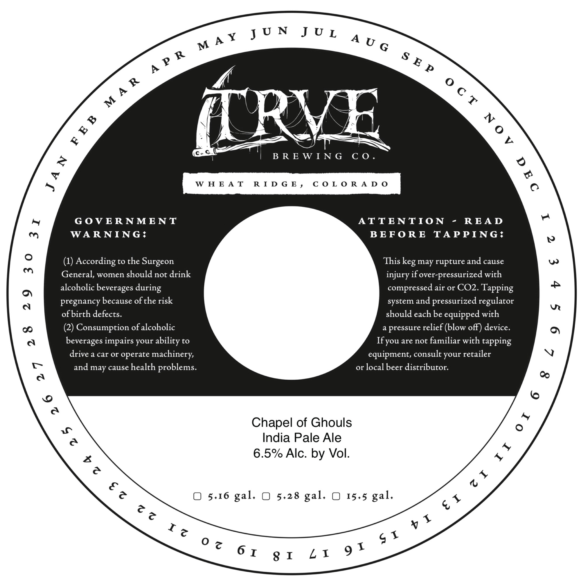 TABC label artwork for Trve Brewing Co. Chapel Of Ghouls - Keg Collars