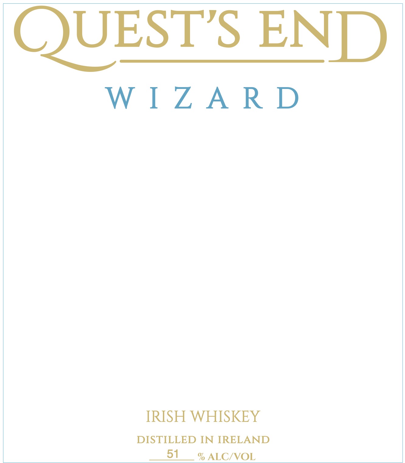 TABC label artwork for Quest’s End Irish Whisky