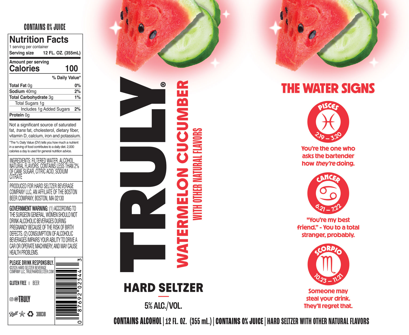 TABC label artwork for Truly Hard Seltzer Watermelon Cucumber