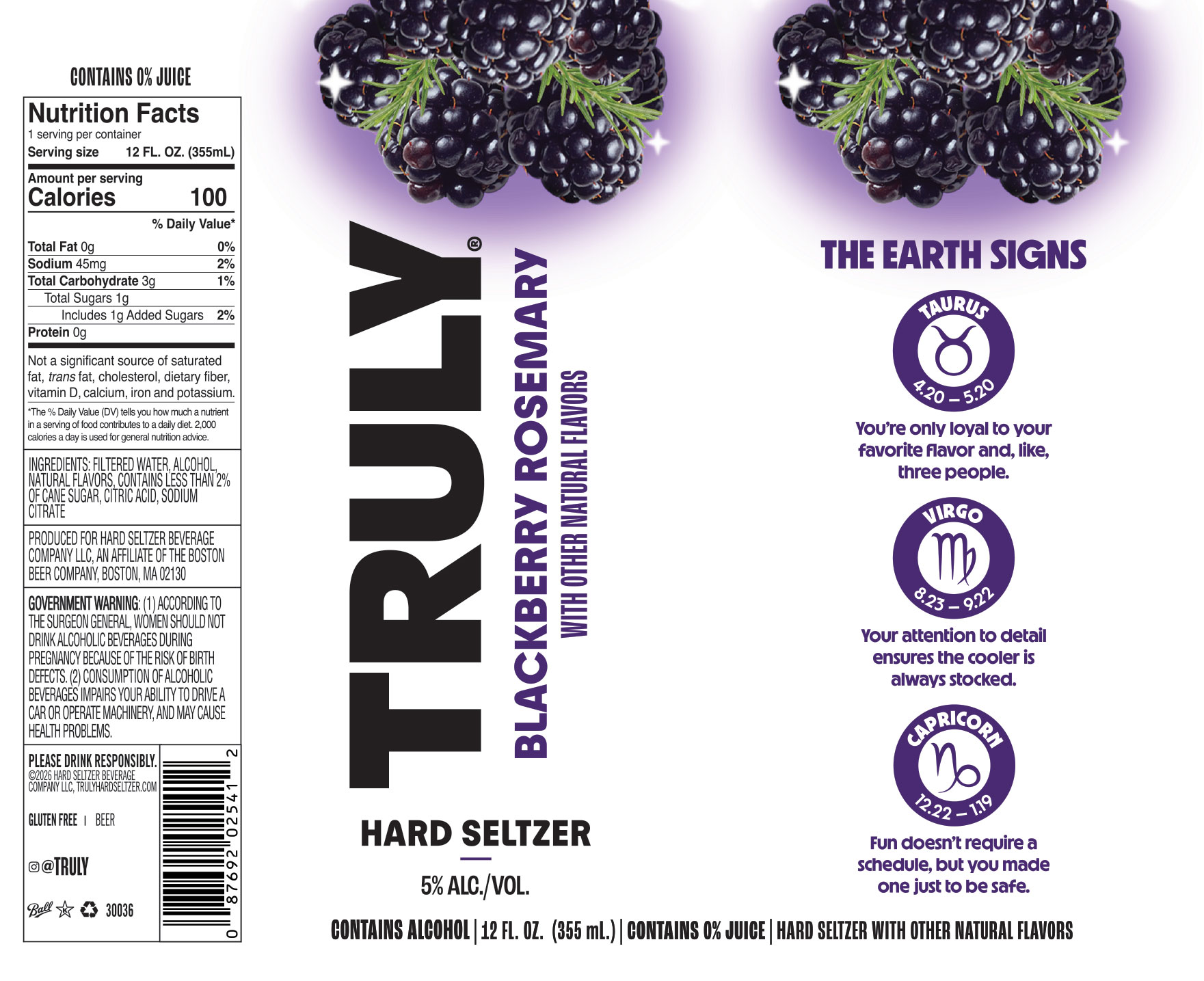 TABC label artwork for Truly Hard Seltzer Blackberry Rosemary