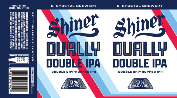 TABC label artwork for Shiner Dually Double IPA