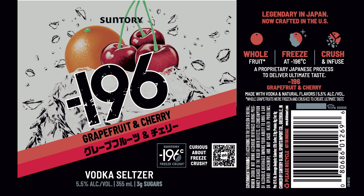 TABC label artwork for -196 Grapefruit & Cherry Vodka Seltzer