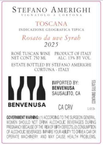 TABC label artwork for Stefano Amerighi Rosato Da Uve Toscana