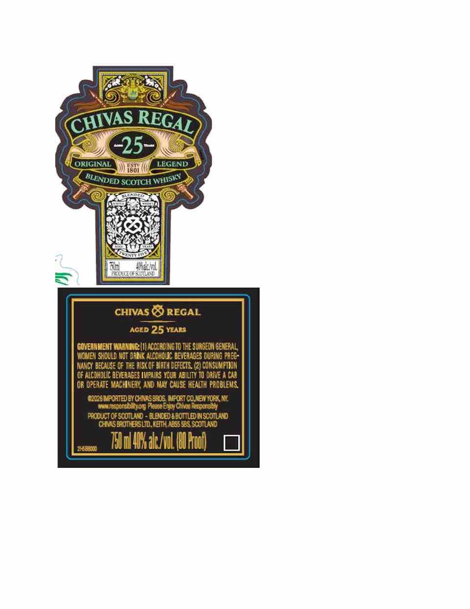 TABC label artwork for Chivas 12 Years Old Scotch