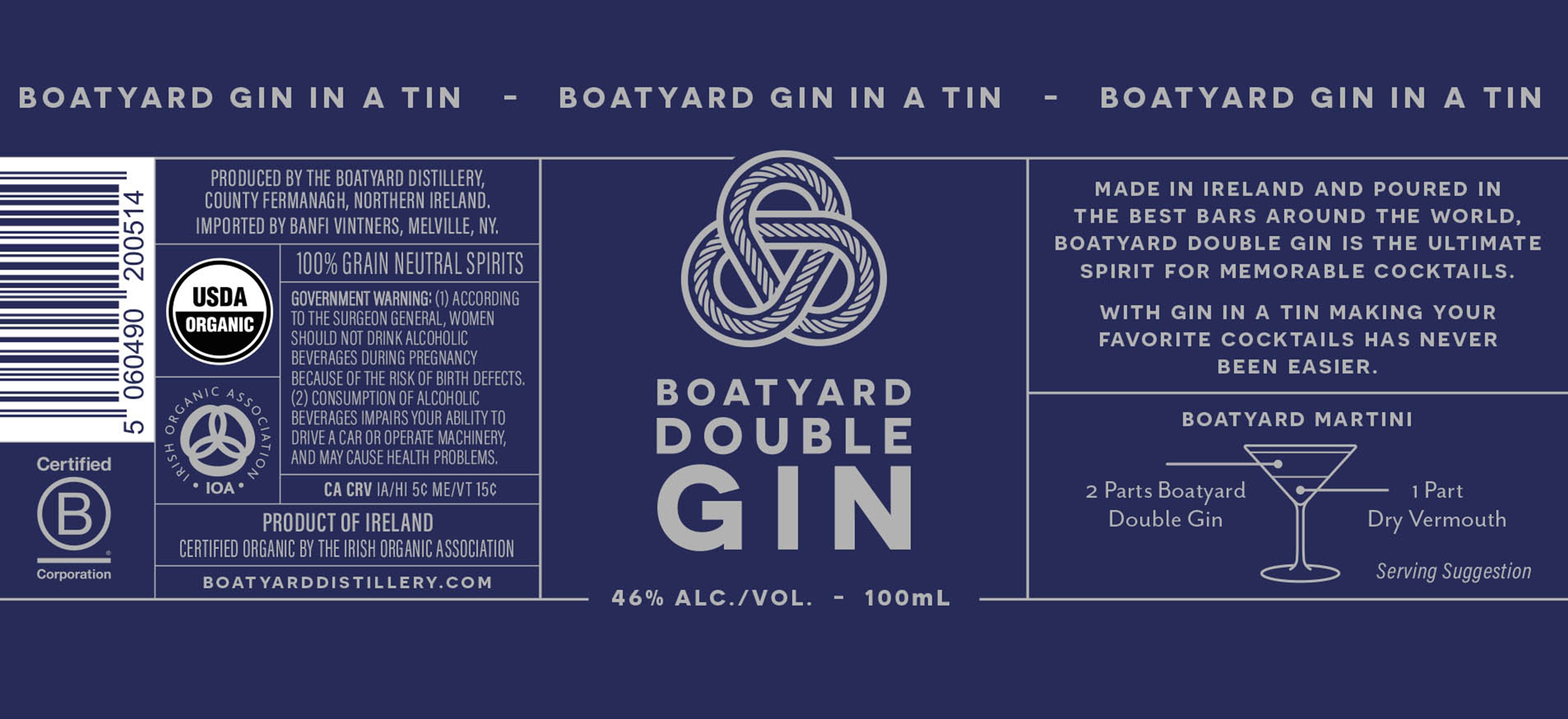 TABC label artwork for Boatyard Gin in a Tin