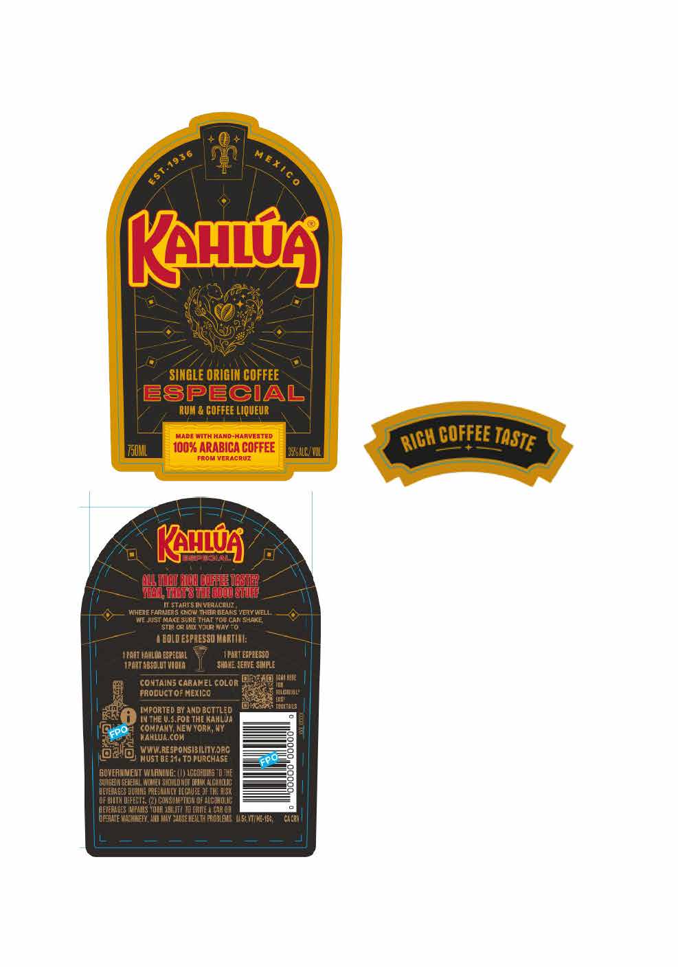 TABC label artwork for Kahlua Especial