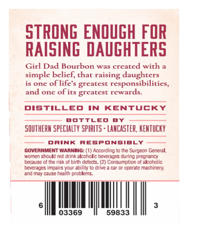TABC label artwork for GIRL DAD BOURBON AGED 8 YEARS SMALL BATCH