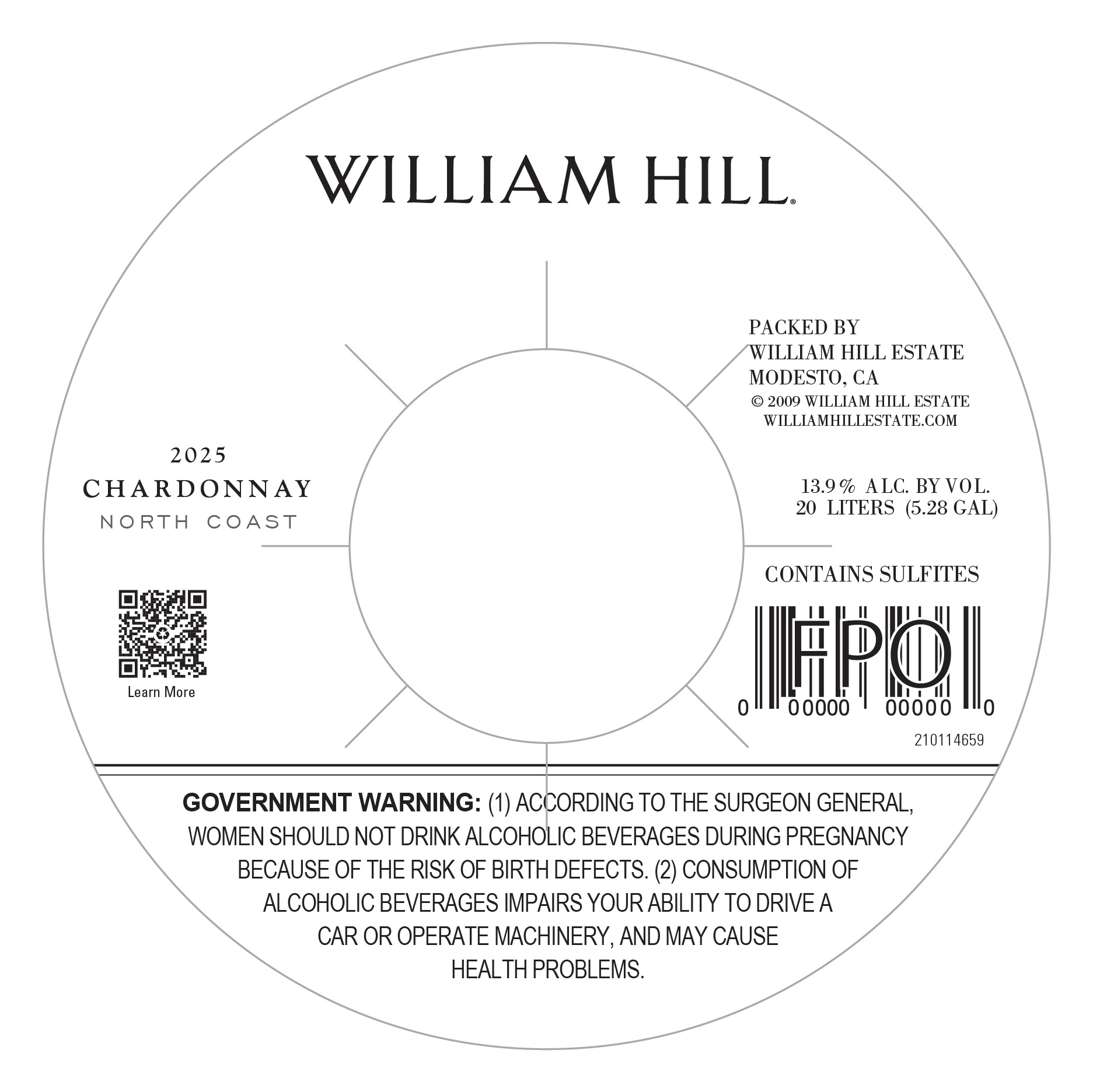 TABC label artwork for William Hill Chardonnay North Coast