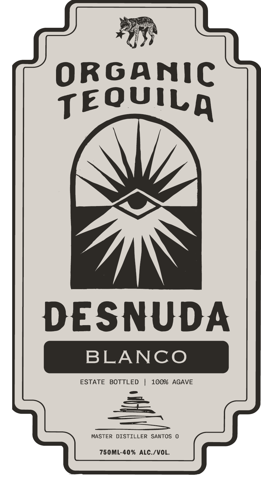 TABC label artwork for Tequila Organic Desnuda Blanco 100% Agave