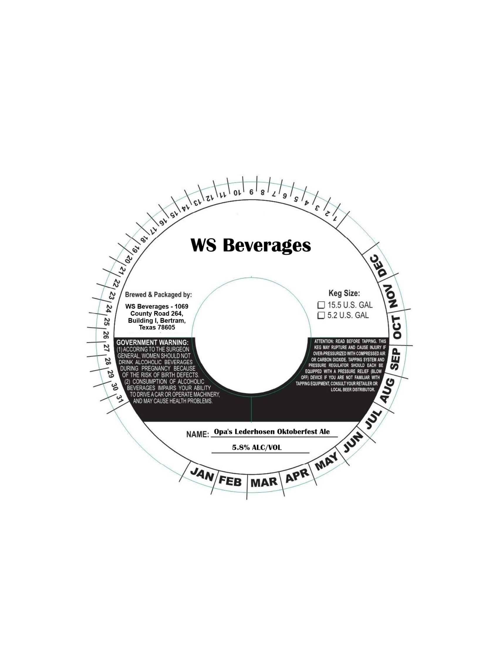TABC label artwork for Opa's Lederhosen Oktoberfest
