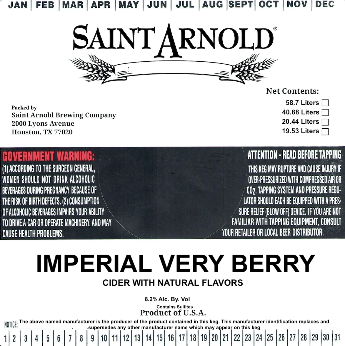 TABC label artwork for Saint Arnold Imperial Very Berry