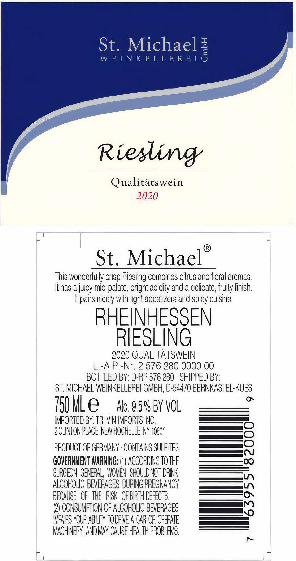 TABC label artwork for St. Michael Rheinhessen Riesling