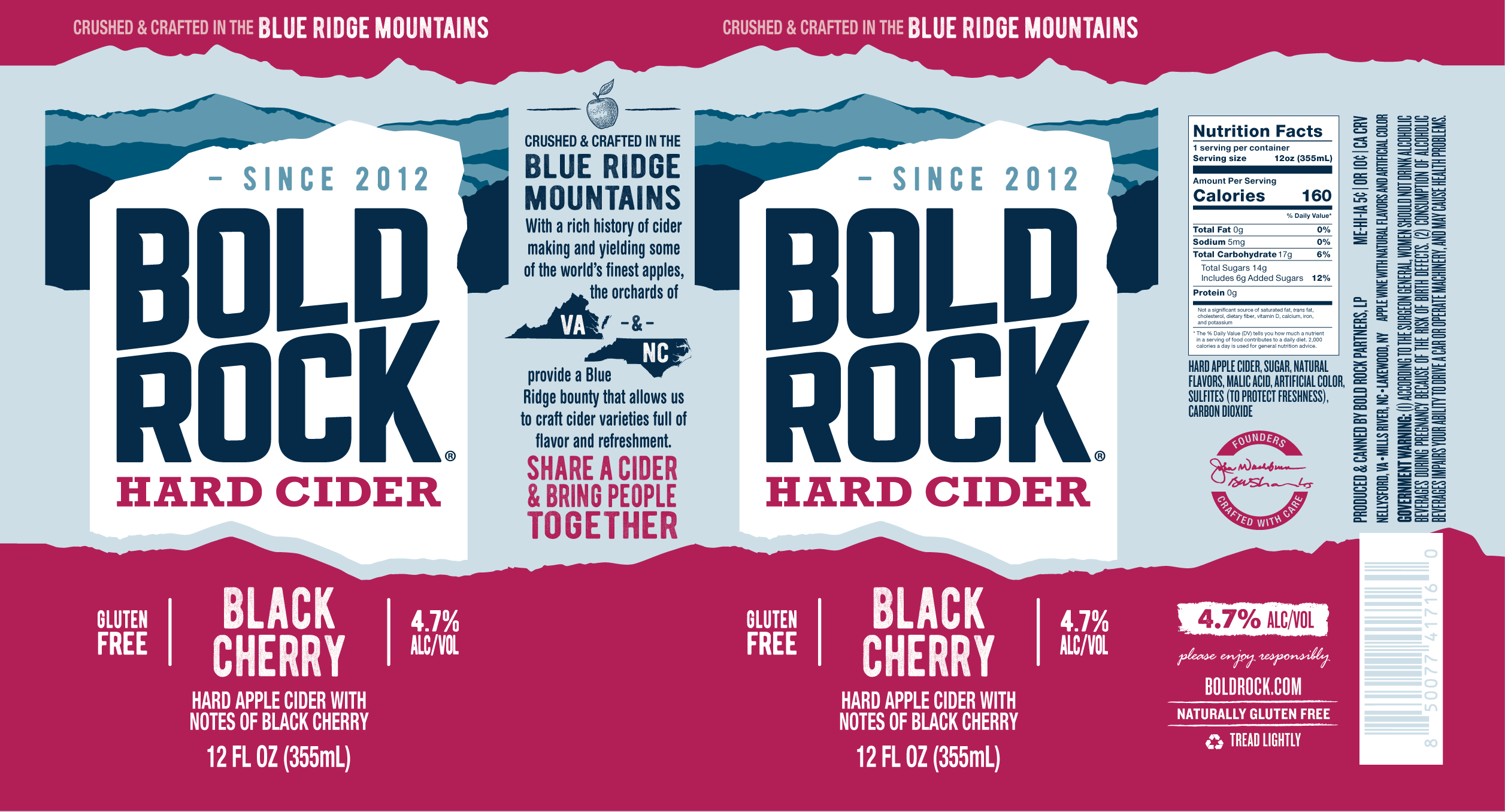 TABC label artwork for BOLD ROCK BLACK CHERRY CAN