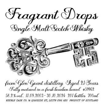 TABC label artwork for FRAGRANT DROPS Bourbon Barrel
